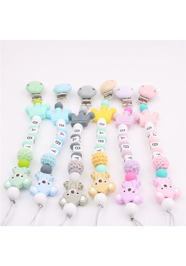 Xindoker Bebek Emzik Zinciri Silikon - Kayıp Önleyici Diş Gıcırdatma Zinciri - Uyutucu Emzik Zinciri Mor