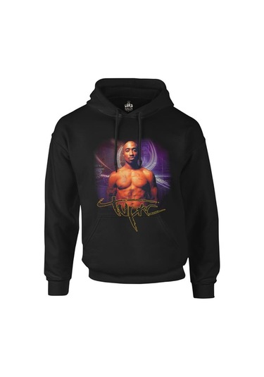 2 Pac Siyah Erkek Fermuarsız Kapşonlu