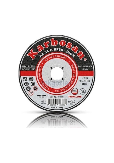 Karbosan İnox Metal Kesme Taşı 115 x 1.0x22.23 MM 25'li Kutu
