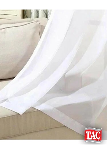 Taç Düz Beyaz Vual Tül Perde / Ölçünüze Özel Dikim