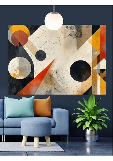 Geometrik Desen Soyut Sanat Dekoratif Kanvas - Mdf Ahşap Tablo