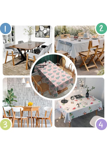 Noel Desenli Dikdörtgen Masa Örtüsü 60x84 İnç, Su Geçirmez Ve Leke Tutmaz Noel Ağacı Kurdele