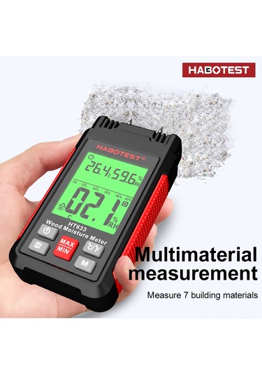 Habotest Ht633 Ahşap Nem Ölçer Pin Tipi Dijital Nem Dedektörü Lcd Arka Işık Ekranı İle Ahşap İnşaat Malzemesi İçin Ortam Sıcaklığı Ve Nem