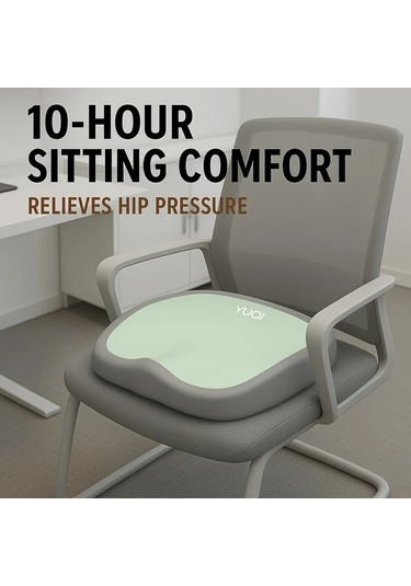 Honeybeeshop Siyah Ofis Koltuğu Minderi - 10 Saat Ergonomik Memory Foam, Bel Kalça Desteği Tamamen Siyah