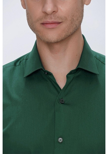 Efor Gk 669 Slim Fit Yeşil Klasik Gömlek Yeşil