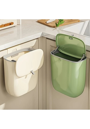 Honeybeeshop Duvar Montajlı Mutfak Çöp Kutusu Dolap Kapısı Asma Gıda Atık Sepeti 12l Kakao Kremalı Puding Mint