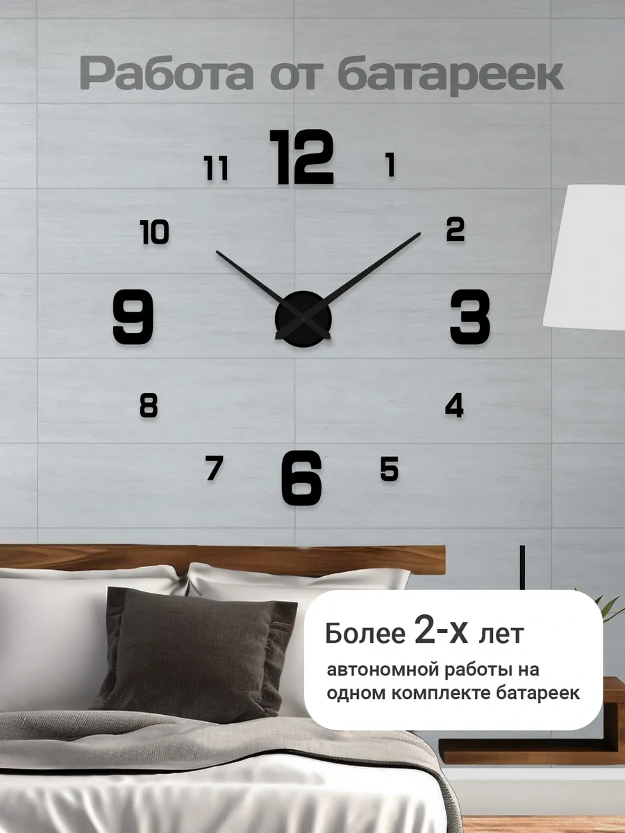 Artclock Duvara Monte İç Mekan Büyük Rakamlı Duvar Saati 261097516 Siyah