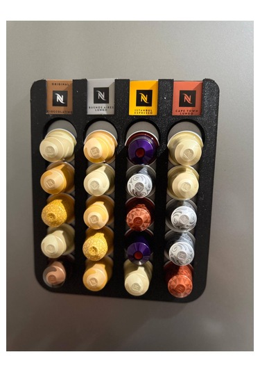 Kapsül Kahve Standı Buzdolabı Için Mıknatıslı 20 Kapsül Kapsül Tutucu Beyaz Renk Siyah