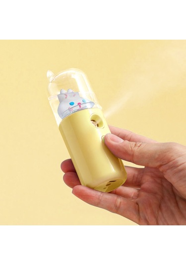 Aubyhe El Tipi Usb Şarjlı Nano Buharcı - 30ml Su Tankı İle Nemlendirici Yüz Buhar Makinesi, Ultra İnce Buhar, 6 Dakika Otomatik Kapatma, Sevimli Tavşan Desenli Sarı