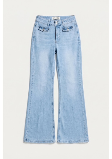 it's basic Kadın Ice 4s6-3 Flare Fit High Waist Esnek Kumaş Denim Jean Buz Mavi