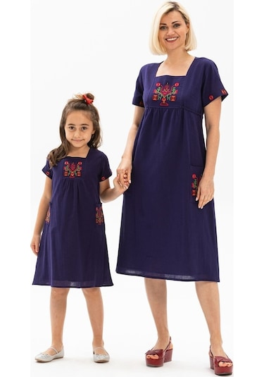 Melek Şile Bezi Çocuk Elbise Mor Mor