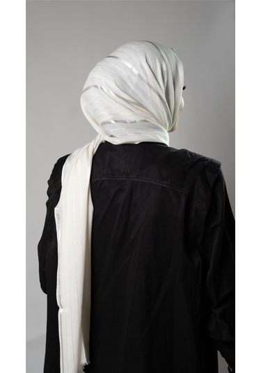 Krem Çizgili Şal Viskon Kumaş Bursa Dolama 202110 40 Krem