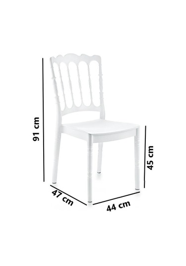 Omnipazar Sy-2526 Estate Plastik Modern Bahçe Düğün Sandalye 4'lü Set Beyaz