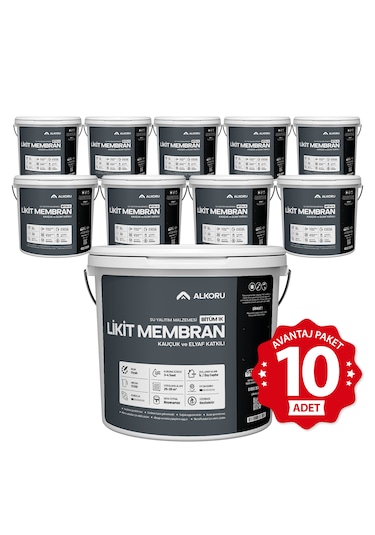 Alkoru 10 Adet 13 Kg Bitüm 1k Likit Membran Avantaj Paket