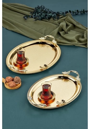 Cooker 2'li Ev Sofra Mutfak Oval Sunum Tepsisi 27 Cm Altın