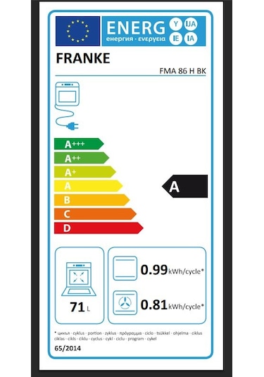 Franke Maris FMA 86 H BK Nero 71 LT Ankastre Fırın