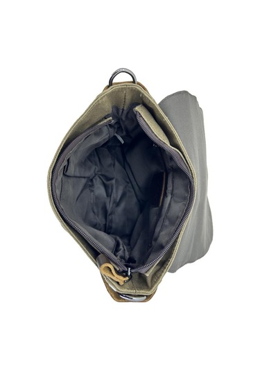 Ççs 31487 Mumlanmış Kanvas Retro Omuz Çantası Haki