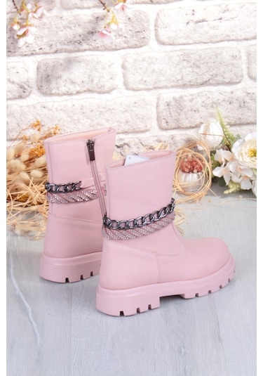 Fort Cool Duru Anatomik Sıcak Astar Kaymaz Taban Kız Çocuk Çizme Pudra