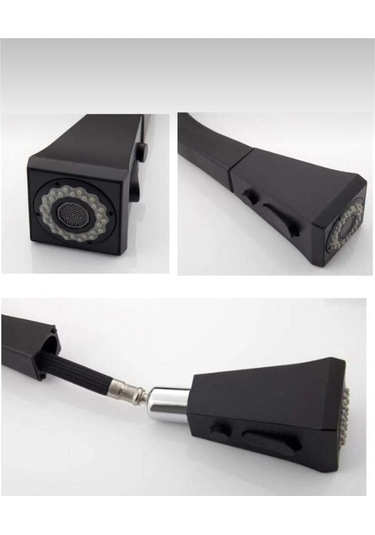 Boheme Siyah Spiralli Mutfak Bataryası Spiralli Evye Musluk Uzayan Batarya Tazzik Ve Basınç Ayarlı Musluk Siyah