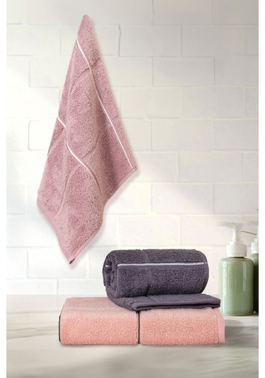 Varol Kare Serisi Micro Cotton 30x50cm 3 Lü Havlu Seti V2/30x503adet Antrasit - Bej