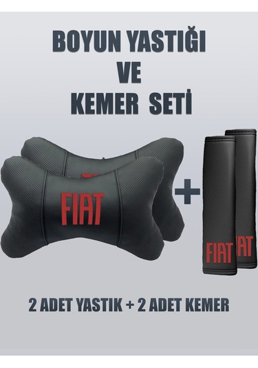 Fiat Yeni Logo Kırmızı Yastık Kemer 2 Adet