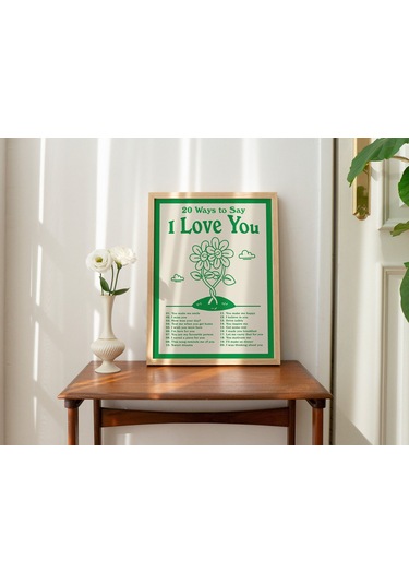 Seni Seviyorum Duvarı, Olumlu Olumlamalar, Yeşil, Retro Duvar Dekoru