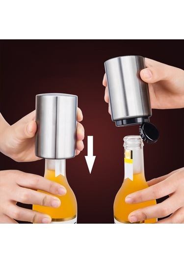 Pazly Paslanmaz Çelik Şişe Açacağı - Otomatik Bira/soda/şarap Açıcı Mutfak Aksesuarı Gümüş Gümüş