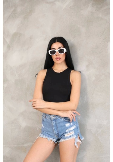 Gülsüm Aydın Kolsuz Badi Bluz - Siyah Siyah