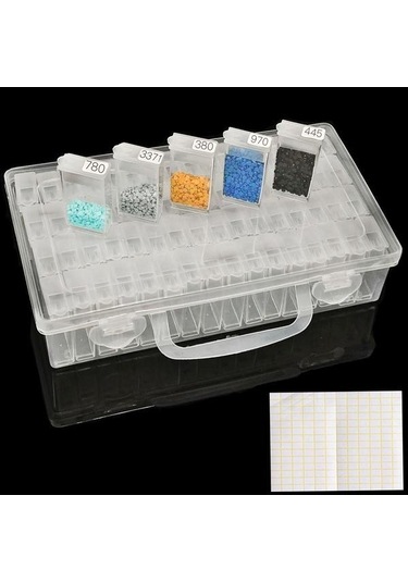 Elmas Boyama Saklama Kapları, Taşınabilir Boncuk Saklama Elmas Boyama Araçları İçin 64 Konteyner Without Tools