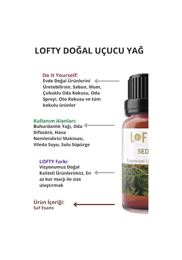 Lofty Sedir Uçucu Yağ Buhurdanlık Esansı Oda Kokusu 10 ML