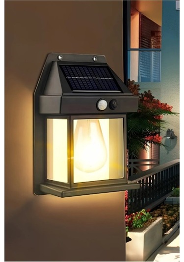 1 Adet Suya Dayanıklı Hareket Sensörlü Güneş Enerjili Solar Led Dış Mekan Bahçe Lambası Siyah