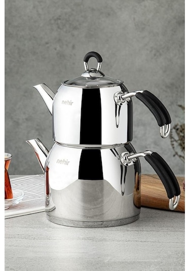 Nehir 29006 Maxi Modern Çelik Çaydanlık Takımı Gri