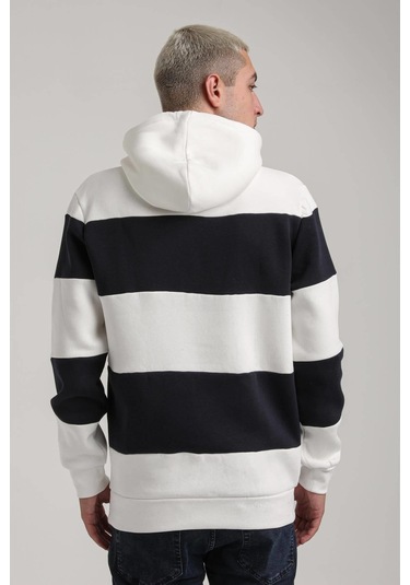 Kapüşonlu Ekru Slim Fit Full-zip Sweatshirt 24fwm64077 Ekru