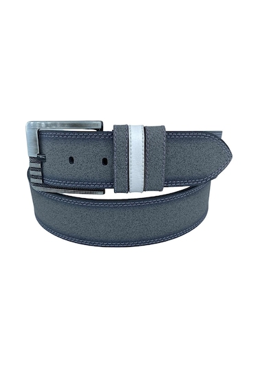 Süzer Deri Spor Suni Deri Çift Dikişli Model Erkek Kemer - Gri 4.5 CM Gri