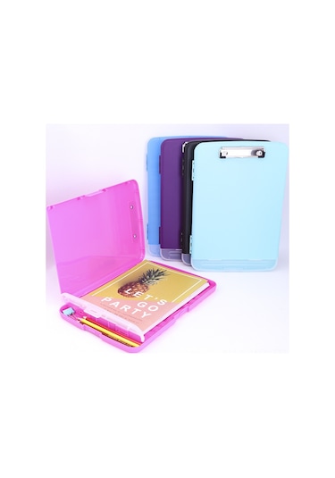 Wezone A4 Şeffaf Ofis Kutusu - Plastik Çizim Kalemi Ve Doküman Saklama Kutusu, Transparent Evrak Depolama Kutu F01 Açık Mavi 360x250x30mm