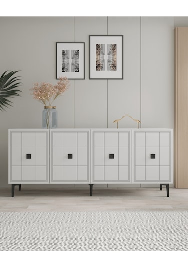 Ka1802b - Yuka Konsol, Tv Sehpası Beyaz 180cm Beyaz