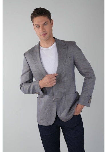 Bisse Erkek Regular Fit Yün Ceket Mavi Pck25y25002 D35 Mavi