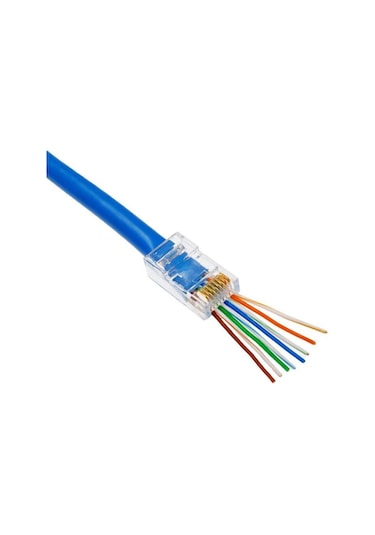 Ez Rj45 Cat5/Cat6 Yeni Nesil Delikli Konnektör - 100 Adet