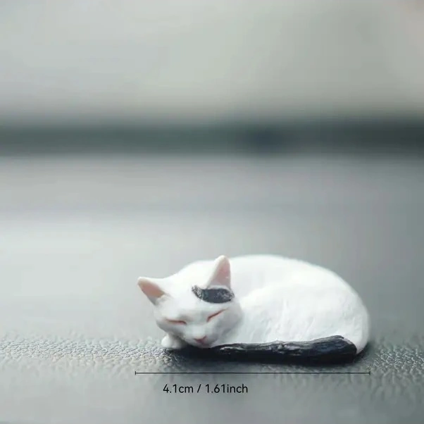 Trendooze Güneşli022 1/12 Ölçekli Yalayan Kedi Heykeli, Masüstü Dekor Sevimli Sfenks Kedi Figürü