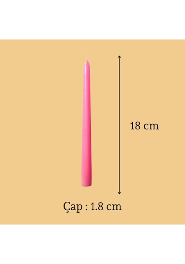 6 Lı Kısa Pembe Konik Şamdan Mum Yükseklik 18 Cm Pembe