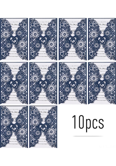 Mufunye "10 Adet İnci Kağıdından Lüks Davetiye Kartları - Düğün, Doğum Günü, Yıldönümü İçin" Standart