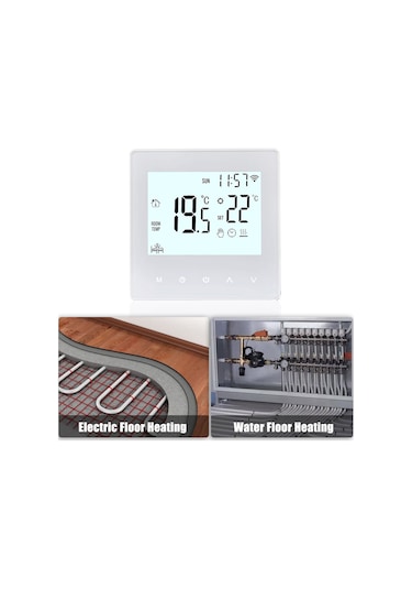 Yaozixa Wifi Akıllı Dokunmatik Termostat, Su Isıtma Kontrolü, Beyaz Arka Işık, Tuya Uygulaması İle 5-90 C Ayarlı, 3a Yük, Ac 230v