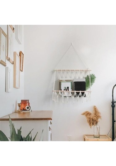 Novahub El Yapımı Boho Duvar Dekoru: Makrome Kitap Dergi Rafı, Ev Ve Ofis Dekorasyonu 1 Adet