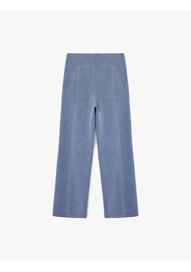 Koton Normal Bel Nervürlü Bol Paça Pantolon Mavi 6wak40034ek Mavi