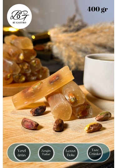 Sade Fıstıklı Çifte Kavrulmuş Fitil Lokum - Türk Lokumu - 400 Gr