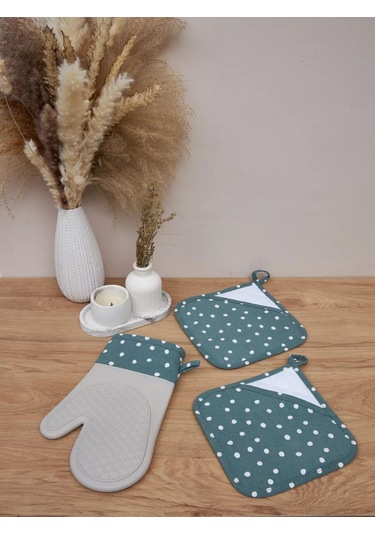 Happy Nest Mutfak Eldiveni Takımı, Silikon Mutfak Eldiveni 196361996 Yeşil