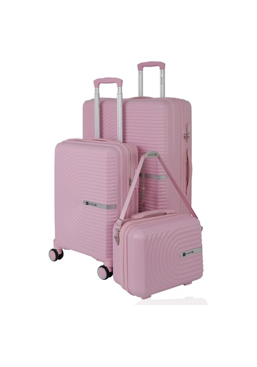 Mçs Polipropilen 3lü Valiz Seti Büyük & Kabin & Makyaj V374 S24sy1000081-set 00070 Pudra