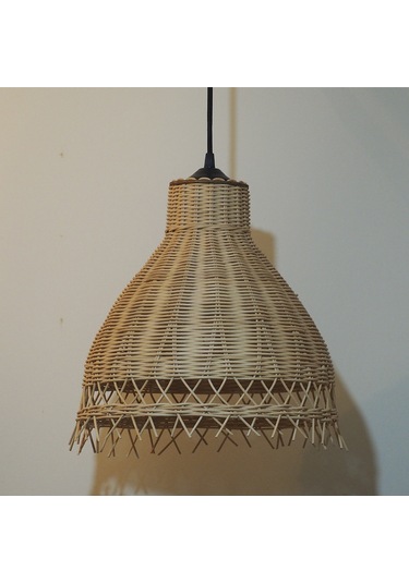 Rattan Bambu Sarkıt Avize: Tulıp 33x40cm Hasır