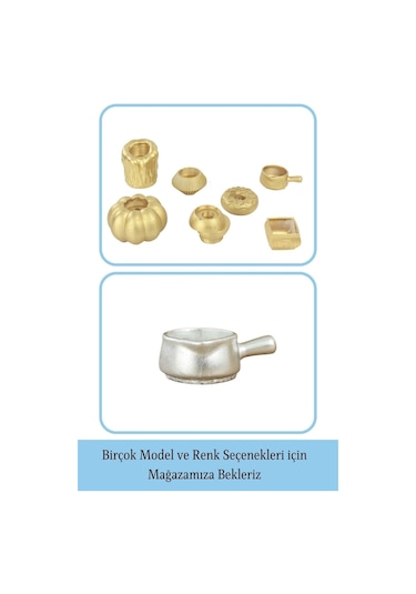 Mumluk Şamdan Tealight Mum Uyumlu Mini Tava Model - Altın