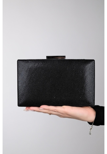 Luvishoes Gomeda Siyah Kare Taşlı Kadın Abiye Çanta Siyah